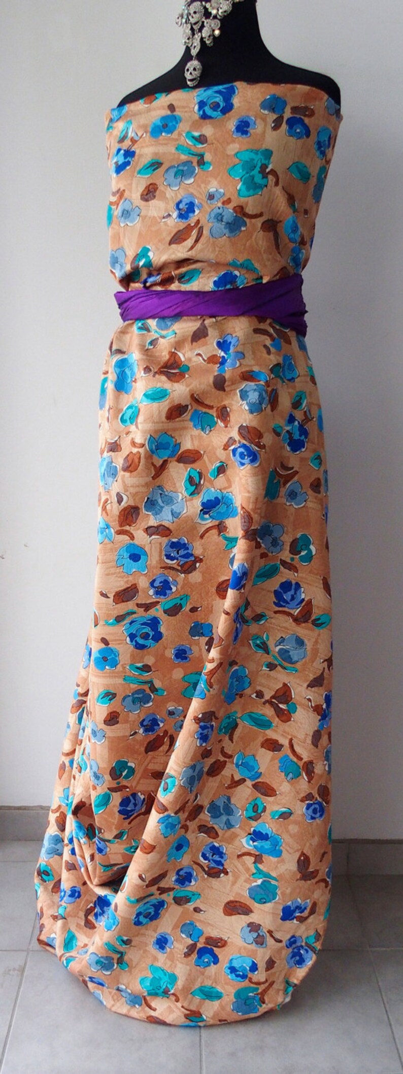 cotton Pique fabric floral multi color shift dress formal summer suiting sun dress 140cm made in Italy