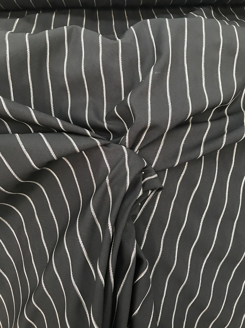 White on Black Striped Cotton Fabric Woven Stripes 150 Cm 60 Etsy