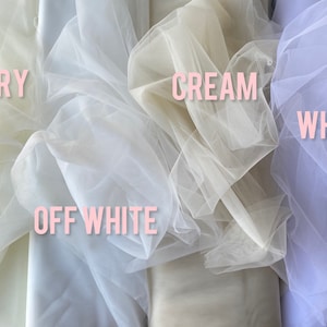 soft Tulle fabric small hole tulle for veiling bustle trail white off white ivory wedding dress tulle Italy 3m 118" wide