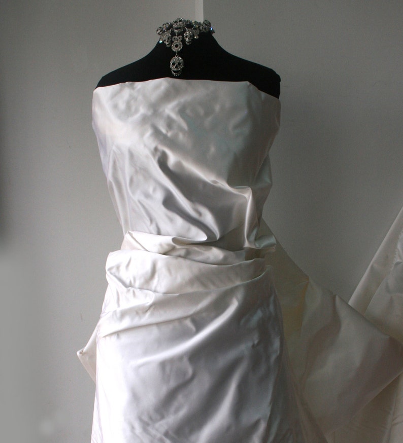 White pure silk duchesse satin fabric bridal wedding dress | Etsy