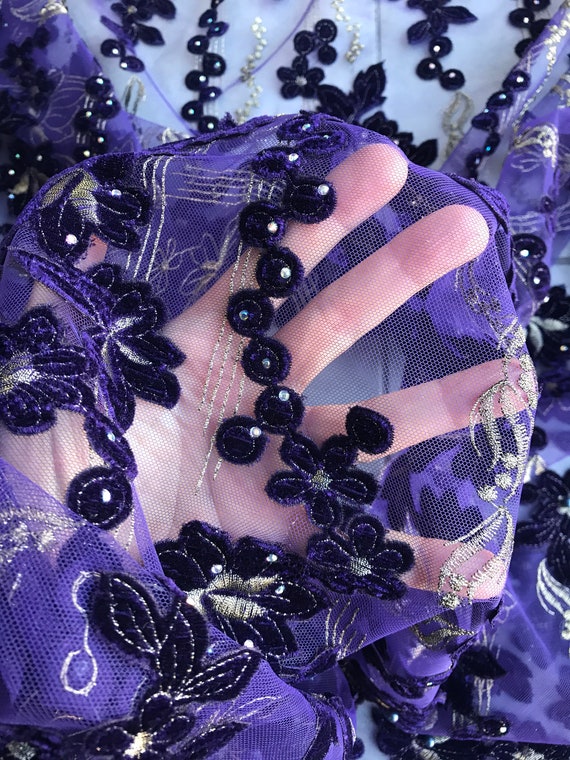 Lace cheap fabric purple
