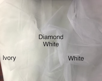 Shiny tulle fabric 3m 118" in White, Diamond White, Ivory for Wedding Dress, Bridal Veils, Tutus, Skirts, Garters, Fascinators, Hats