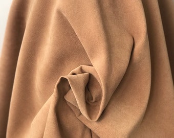Tessuto in finta pelle scamosciata, retro in raso di tessuto scamosciato elasticizzato artificiale, adatto per indumenti, cuscini, cuscini, colori cammello marrone nero