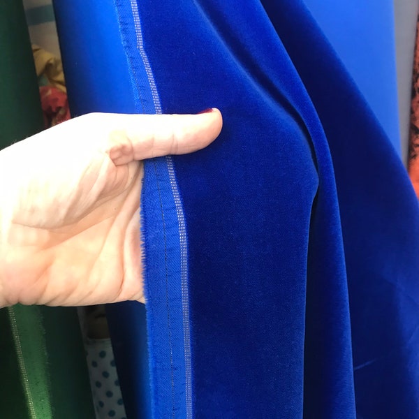 Cobalt blue Royal blue cotton velvet fabric, premium quality by Niedieck 150cm wide velvet coating 307 g/sqm