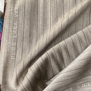 striped wool fabric brown pin stripe wool fabric wool brown on beige suiting trousering jacketing fabric