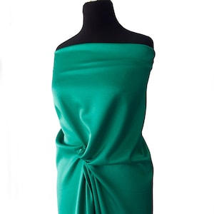 Emerald Green crepe satin fabric 2 ways stretch polyester spandex 150cm 60 inches