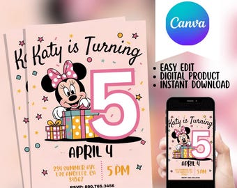 Minnie Mouse Birthday Invitation: Editable Party Template (Digital Download)
