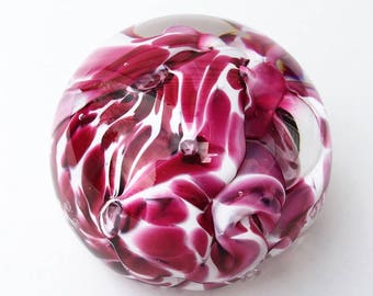 Verre d’Art d’un genre Air rose et blanc bulle en verre soufflé presse-papier