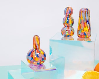 Glass Blown Rainbow Mini Vase