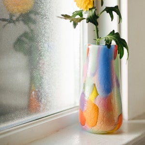 Glass Blown Rainbow Crackle Vase image 5