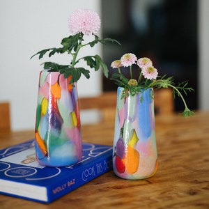 Glass Blown Rainbow Crackle Vase image 6