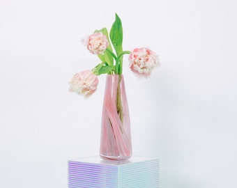 Glass Blown Melting Milkshake Tie-Dyed Pencil Vase