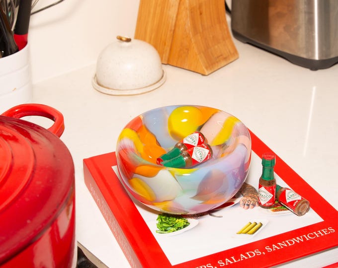 Glass Blown Rainbow Bubble Bowl