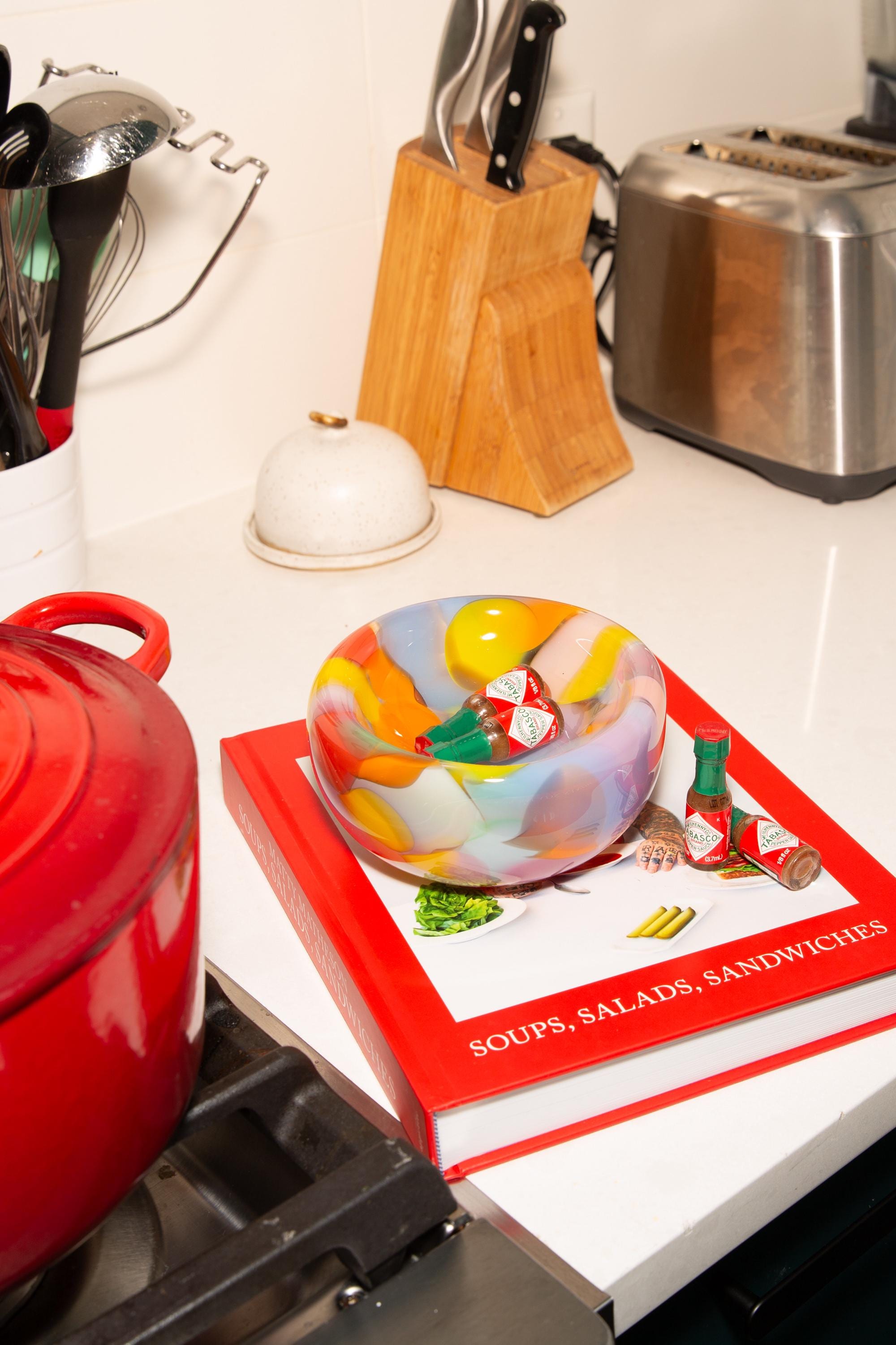 Glass Blown Rainbow Bubble Bowl