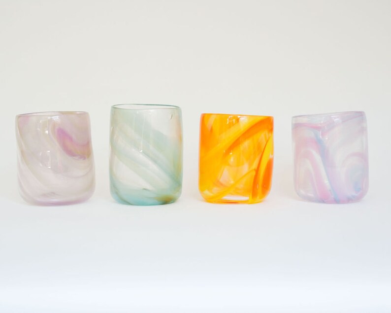 Glass Blown Tie-Dyed Fire Drinking Glass image 8