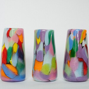 Glass Blown Rainbow Crackle Vase image 10