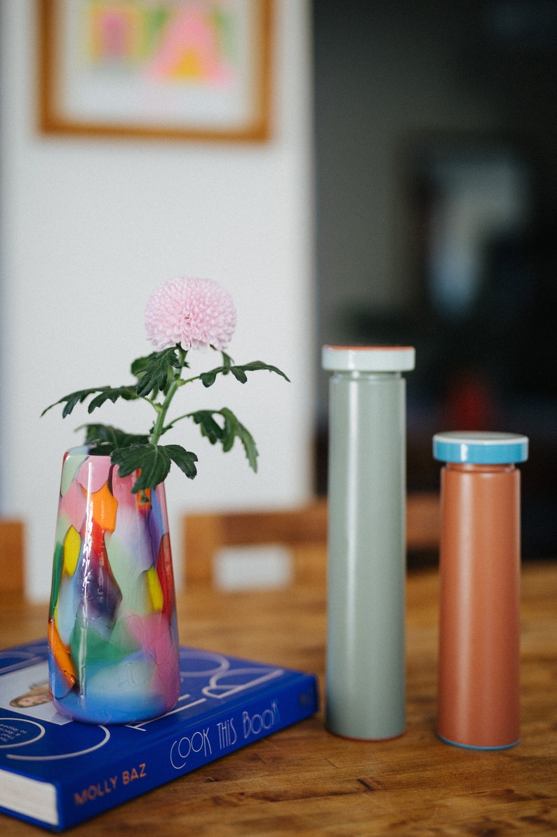 Glass Blown Rainbow Crackle Vase image 7