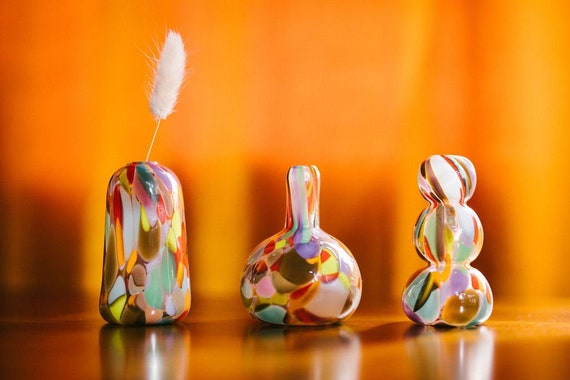 Glass Blown Multi-Color Mini Vase