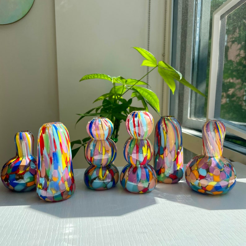 Glass Blown Rainbow Mini Vase image 9