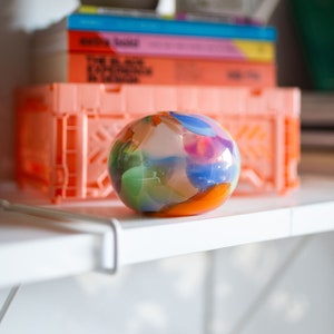 Glass Blown Rainbow Watercolor Round Bud Vase