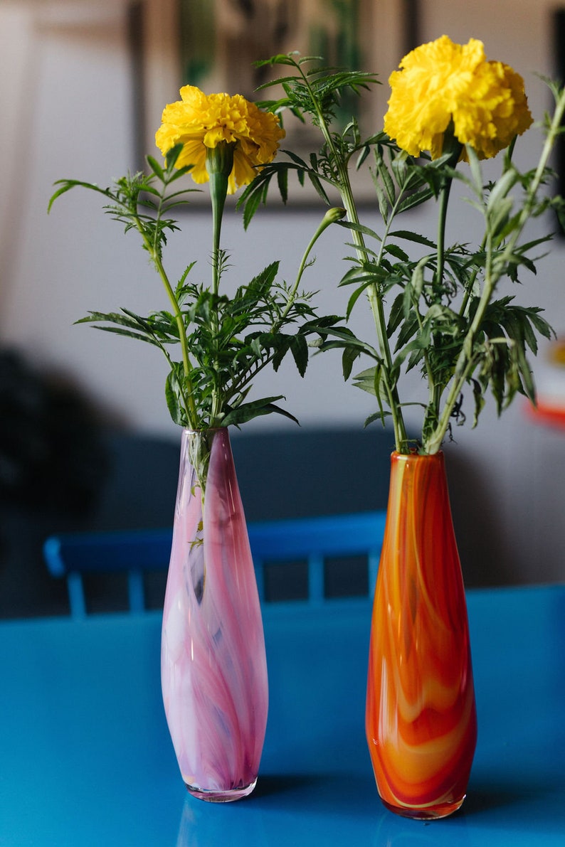 Glass Blown Top Dog Tie-Dyed Pencil Vase image 4