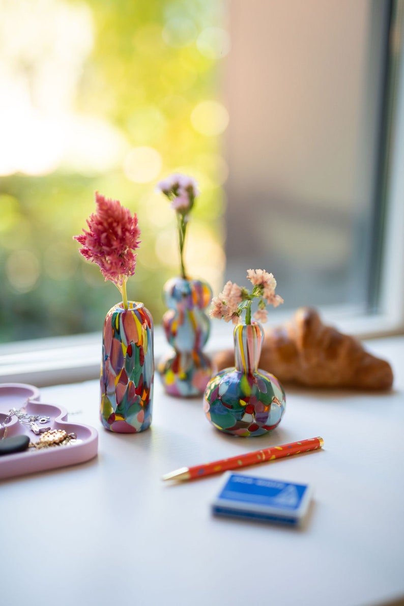 Glass Blown Rainbow Mini Vase image 4