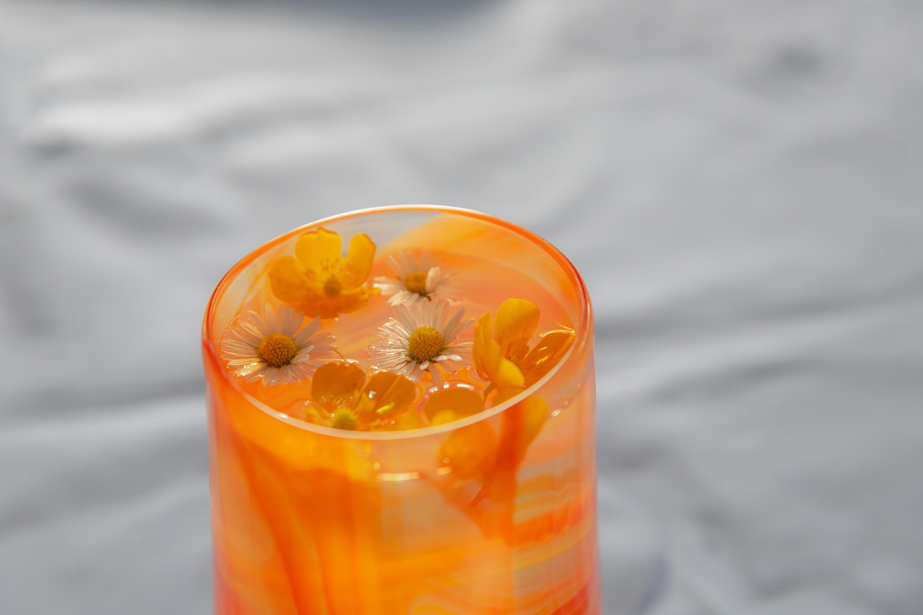 Glass Blown Tie-Dyed Fire Drinking Glass