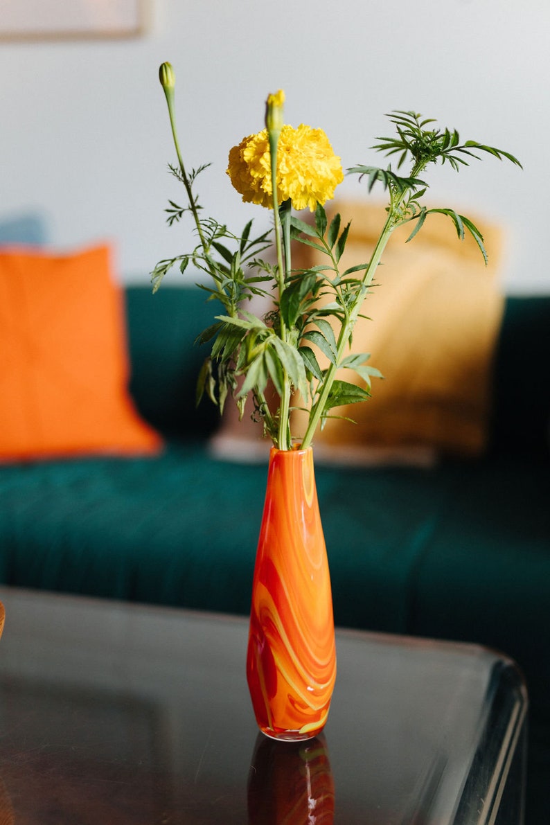 Glass Blown Top Dog Tie-Dyed Pencil Vase image 2