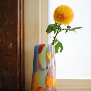 Glass Blown Rainbow Crackle Vase image 9