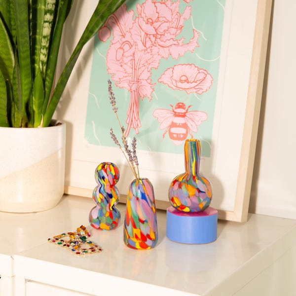 Glass Blown Rainbow Mini Vase