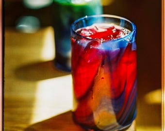 Glass Blown Tie-Dyed Electric Tide Drinking Glass