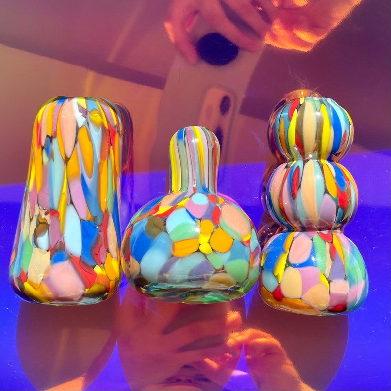 Mini vase arc-en-ciel en verre soufflé image 8
