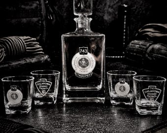 Personalized Decanter Glasses Set – Engraved Law Enforcement, Firefighter, Military Gift