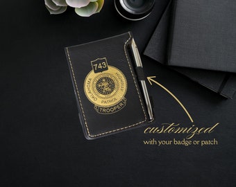 Personalized Law Enforcement Notepad, Gift for Police Officer, Sheriff Deputy, Trooper, Your Badge Engraved, Custom Pocket Notebook, Leather