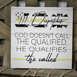 911 Dispatcher Canvas Wall or Shelf Decor Thin Gold Line Art Police and Fire Dispatch Gift