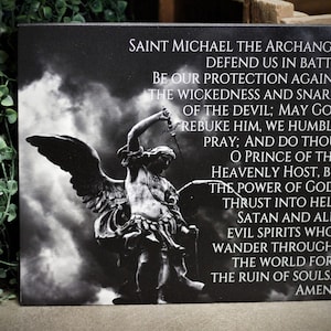 Saint Michael Prayer Wood Sign for Law Enforcement Archangel of Protection Motivational Gift for Police, Sheriff Deputy, State Trooper, K9