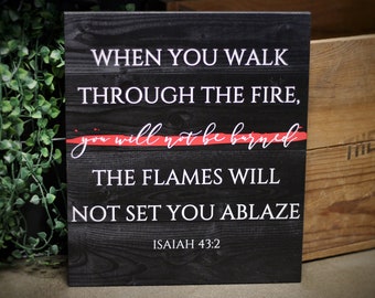 Firefighter Walk Through the Fire Thin Red Line Canvas Wall or | Etsy