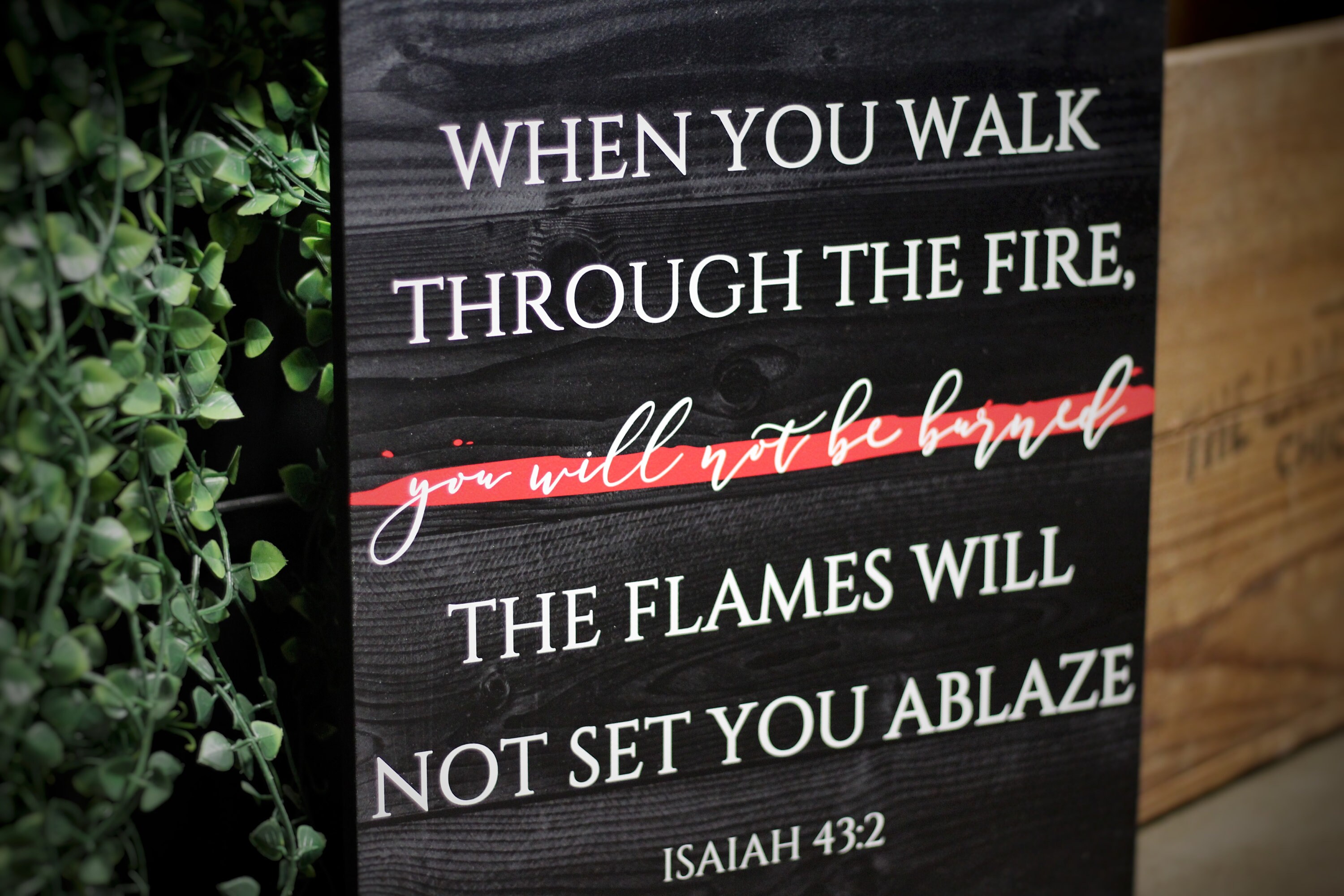 Firefighter Walk Through the Fire Thin Red Line Wood Sign Wall or Shelf ...