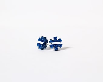 Star of Life Earrings Thin White Line Blue Glitter EMS EMT First Responder Emergency Medical Services Paramedic Gift for Her Gift for EMS