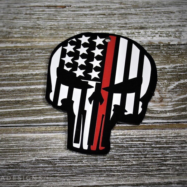 American Flag Thin Red Line Skull Firefighter Fire Rescue Volunteer Fire Wife Black Christmas Ornament Gift