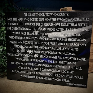 Thin Blue Line Man in the Arena Wood Sign for Law Enforcement Police Officer Deputy Sheriff Trooper Motivational Gift Wall Decor