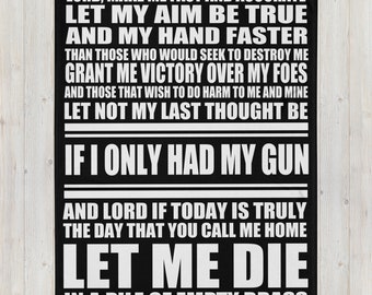 Gunfighter's Prayer Throw Blanket "Let Me Die In A Pile Of Empty Brass" Black and White Blanket Law Enforcement, Armed Forces, 2nd Amendment