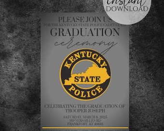 Personalized Kentucky State Police Academy Graduation Invitation Template Invitation for Law Enforcement KY Trooper Printable Editable