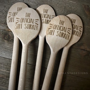 The Official Shit Stirrer Engraved Wooden Spoon Kitchen Decor Gag Gift Prank Award Funny Gift Humorous Housewarming Wedding