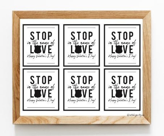 Sheriff Deputy Valentine Stop in the Name of Love 5 Point Star Printable Gift Tags Cards for Goody Bag Digital Download Badge LEO