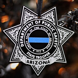 Arizona Highway Patrol Thin Blue Line Ornament Law Enforcement Trooper ...