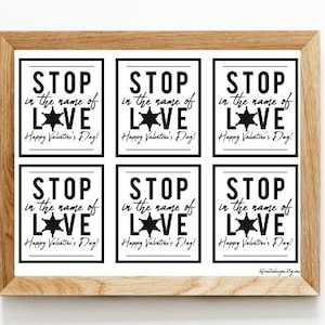Sheriff Deputy Valentine Stop in the Name of Love 5 Point Star Printable Gift Tags Cards for Goody Bag Digital Download Badge LEO