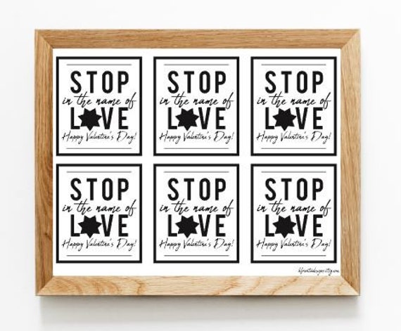 Sheriff Deputy Valentine Stop in the Name of Love 5 Point Star Printable Gift Tags Cards for Goody Bag Digital Download Badge LEO
