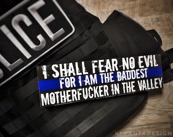 Thin Blue Line I Shall Fear No Evil Wood Sign K9 Police Officer Deputy Trooper Sheriff SWAT Law Enforcement Gift Wife LEO