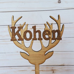 Deer Topper, Deer cake topper, antler topper, antler cake topper, deer birthday topper, baby shower topper, baby shower cake, name topper